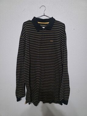 Enyce Black Polo with Thin Gold Stripes - Long Sleeve